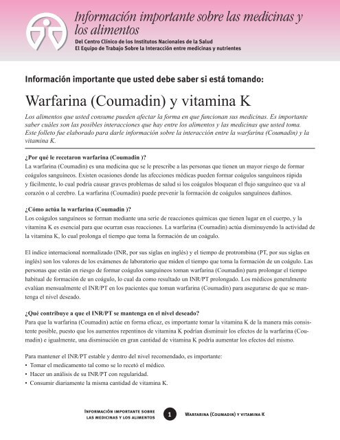 Warfarina (Coumadin) y vitamina K