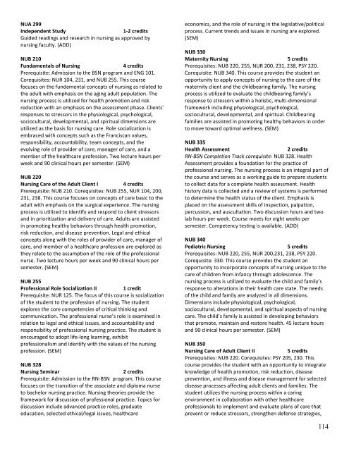 2009-11 Marian University Course Catalog, fall 2010 edition