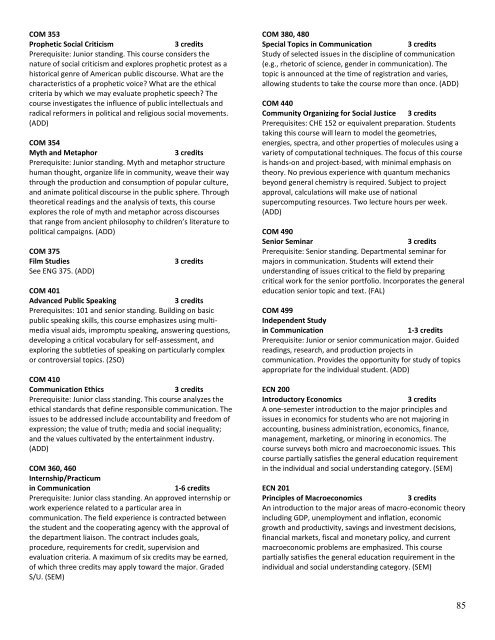 2009-11 Marian University Course Catalog, fall 2010 edition