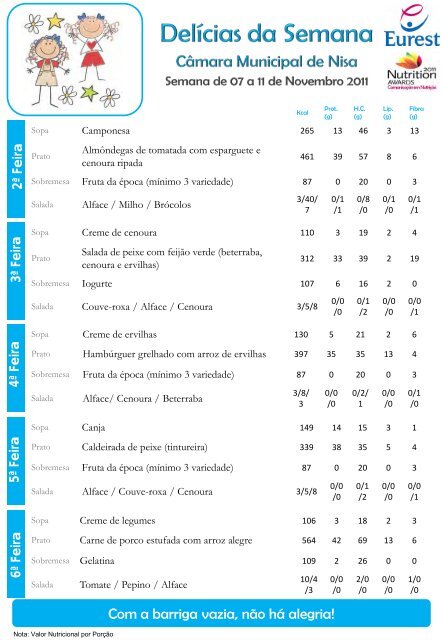 Ementas de novembro