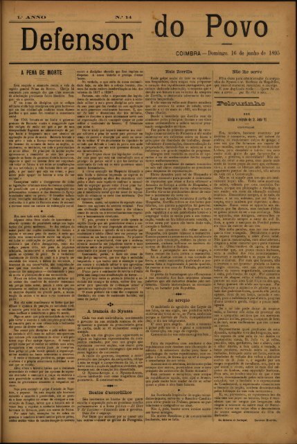 COIMBRA —Domingo, 16 de junho de 1895 A PENA DE MORTE