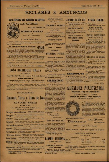 COIMBRA —Domingo, 16 de junho de 1895 A PENA DE MORTE