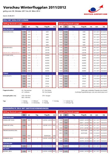 Vorschau Flugplan Winter 2011/2012 - Flughafen Rostock-Laage