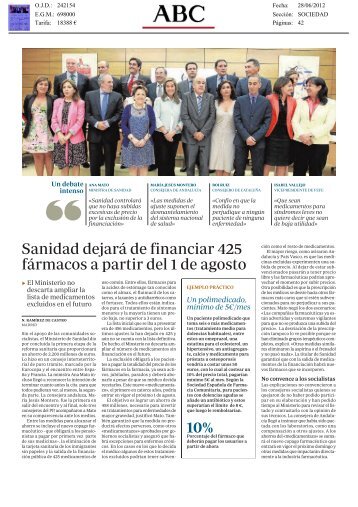 Sanidad dejar‡ de financiar 425 f‡rmacos a partir del 1 de ... - Fenin
