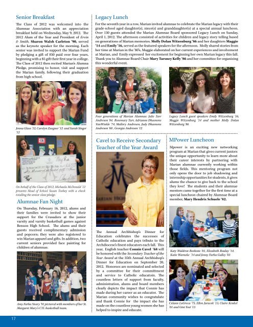 Marian Magazine - Marian High School