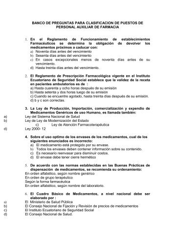 banco de preguntas para clasificacion de puestos de personal ...