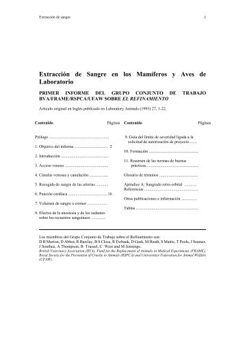 Extracción de Sangre en los Mamíferos y Aves de Laboratorio