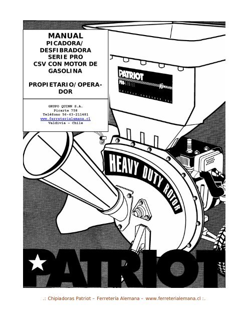 Manual usuario Chipeadora Patriot .pdf - Ferreteria Alemana