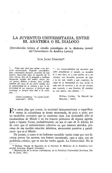 la juventud universitaria, entre el anatema o el dialogo - Revista de ...