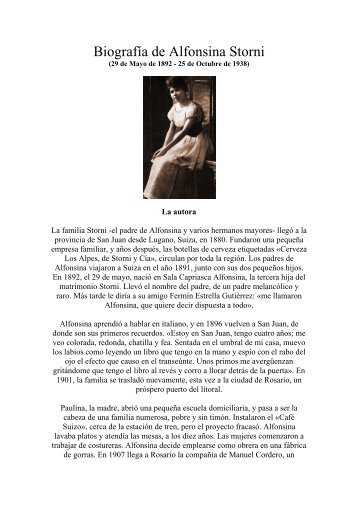 Biografía de Alfonsina Storni - CENTRO CULTURAL ALFONSINA ...