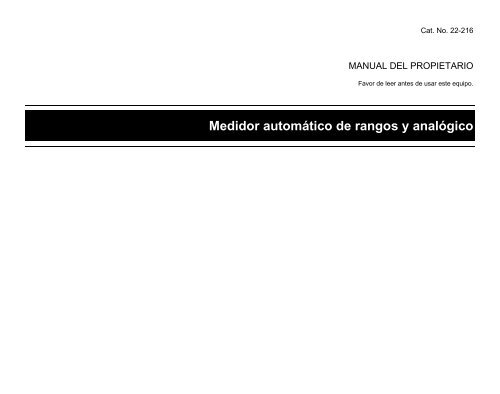 Owner's Manual - Spanish - Radio Shack