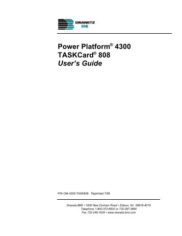 Power Platform® 4300 TASKCard® 808 User's Guide - Dranetz