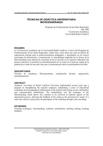 técnicas de didáctica universitaria: microenseñanza - Tecnologico ...