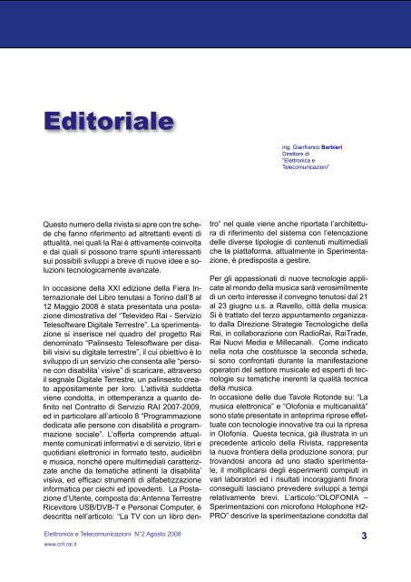 Agosto 2008 - Rai - Centro Ricerche e Innovazione Tecnologica ...