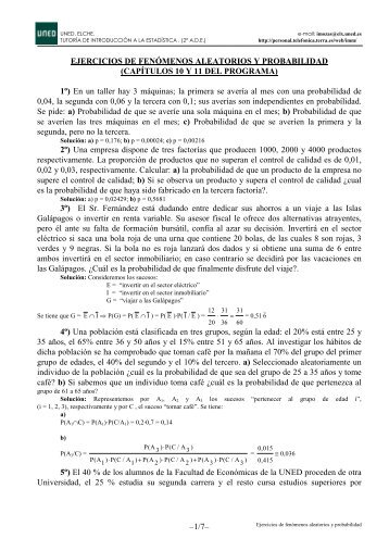 EJERCICIOS DE FENÓMENOS ALEATORIOS Y PROBABILIDAD