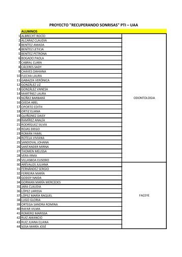 PROYECTO "RECUPERANDO SONRISAS" PTI – UAA