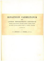 MONASTICON CARMELITANUM - Carmelitani Scalzi