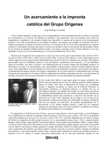 Un acercamiento a la impronta católica del Grupo ... - Espacio Laical