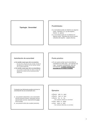 Sonoridad Posibilidades Asimilación de sonoridad Punto práctico ...