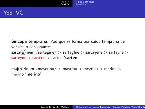 Historia de la Lengua Española - Teórico Práctico Yods III y IV (UN ...