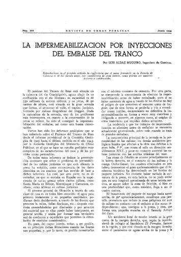 la impermeabilizacion por inyecciones del embalse del tranco
