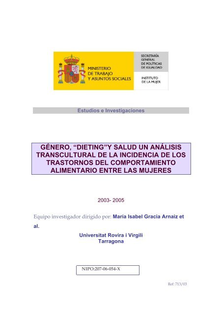 GÉNERO, “DIETING”Y SALUD UN ANÁLISIS TRANSCULTURAL ...