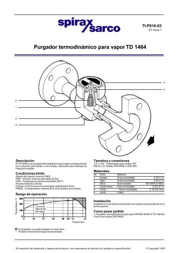 Purgadores termodinámicos TD1464 - Spirax Sarco