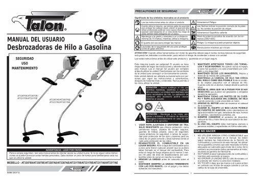 MANUAL DEL USUARIO Desbrozadoras de Hilo a Gasolina