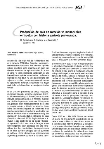 Producción de soja en rotación vs monocultivo en suelos con ... - INTA