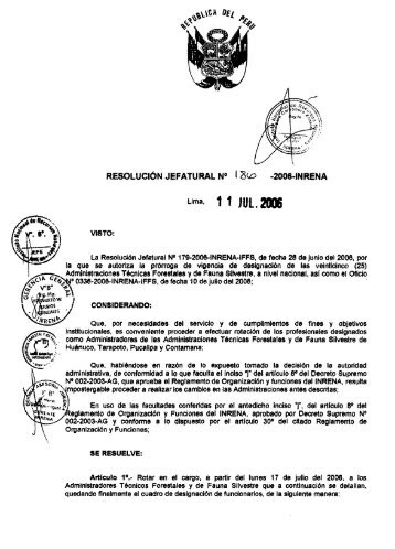 RJ.N°0186-2006-INRENA - Dirección General Forestal y de Fauna ...