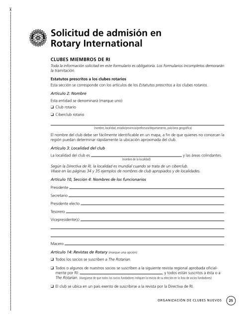 Guía para la organización de clubes nuevos - Rotary International