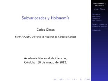 Subvariedades y Holonomía - Academia Nacional de Ciencias