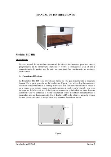 MA UAL DE I STRUCCIO ES Modelo: PID HR - Incubadoras OBSAR