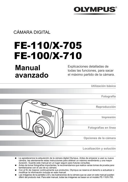 FE-110 X-705 FE-100 X-710 Manual Avanzado ES - Olympus America