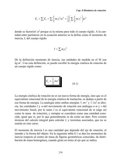 Capítulo 8. Dinámica de Rotación - DGEO