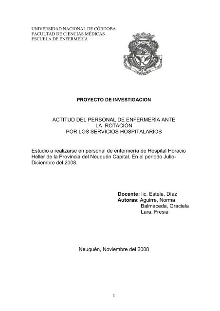 ACTITUD DEL PERSONAL DE ENFERMERÍA ANTE LA ROTACIÓN ...