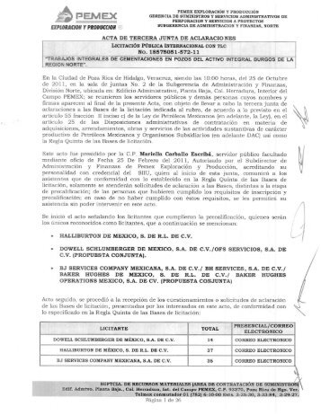 Acta 3ra Junta de Aclaraciones Lic.572-11.pdf - PEMEX Exploración ...