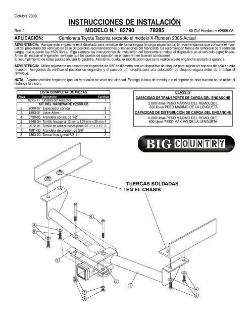 82790sf Inst Sheet.qrk - Big Country