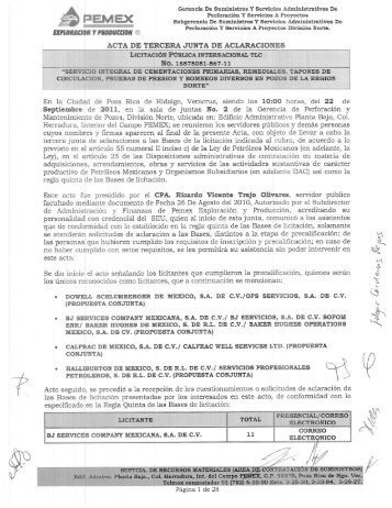 3a junta aclaraciones.567.pdf - Pemex Exploración y Producción