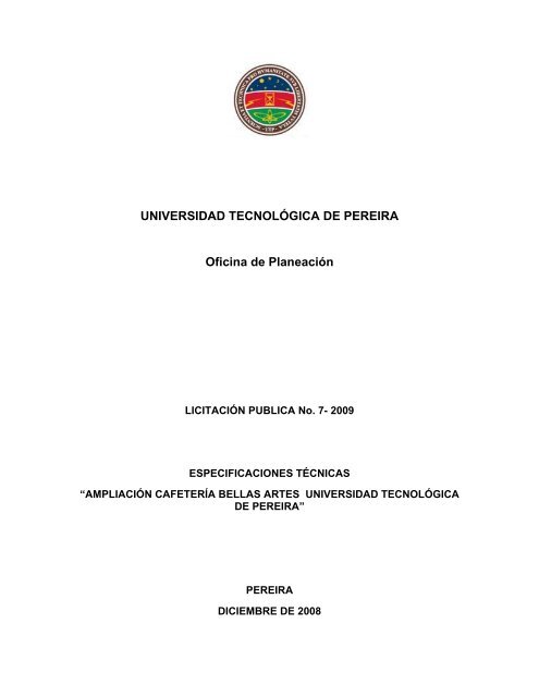 UNIVERSIDAD TECNOLÓGICA DE PEREIRA Oficina de Planeación