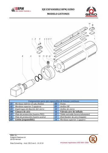 partes ejes de listones - Frenos RPM