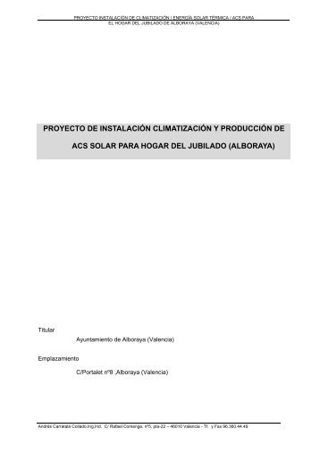 PROYECTO DE INSTALACIÓN CLIMATIZACIÓN Y ... - Alboraya