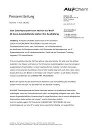 Pressemitteilung (03.09.2012) - 40 neue Auszubildende ... - Alzchem