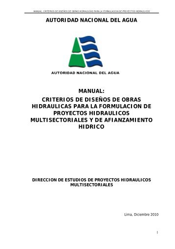 criterios de diseños de obras hidraulicas para la formulacion de ...