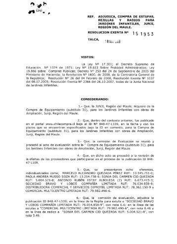 ref. adjudica, compra de estufas, rejillas y radios para ... - Junji