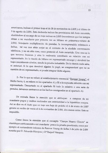 Recurso de apelación Camps contra auto Flors ... - Los Genoveses