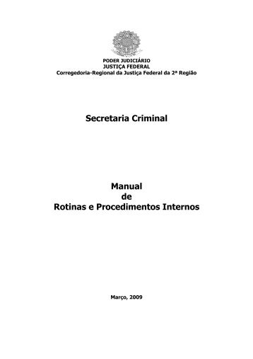 Secretaria Criminal Manual de Rotinas e Procedimentos ... - TRF