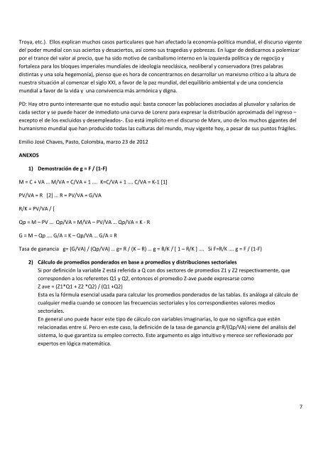 Equilibrio y tasas de ganancia en tablas de ... - Marxismo Crítico