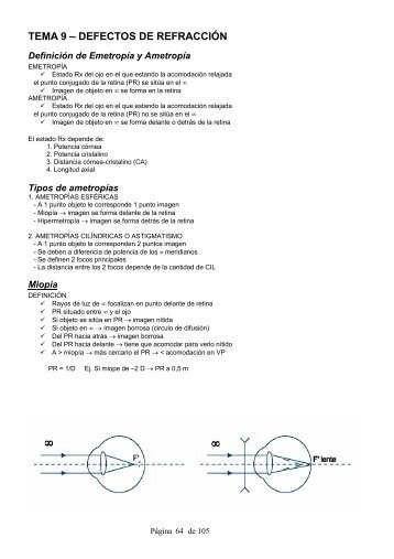 TEMA 9 – DEFECTOS DE REFRACCIÓN - estudiando optica