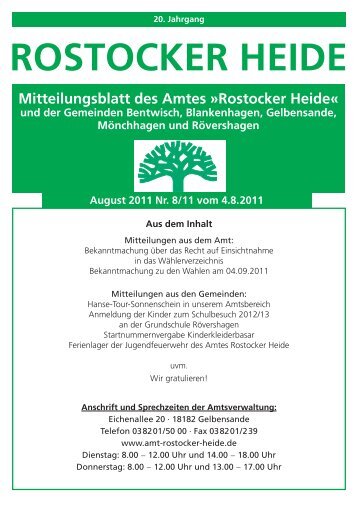 Mitteilungsblatt des Amtes - Amt Rostocker Heide